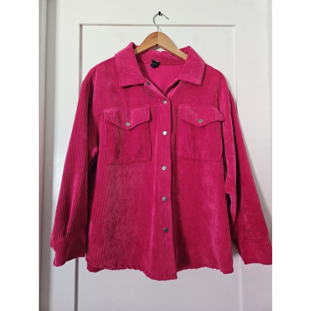 Wild Fable Corduroy Shacket Womens Large‎ L Pink Button Down Jacket Ribbed Y2K - Picture 8 of 12